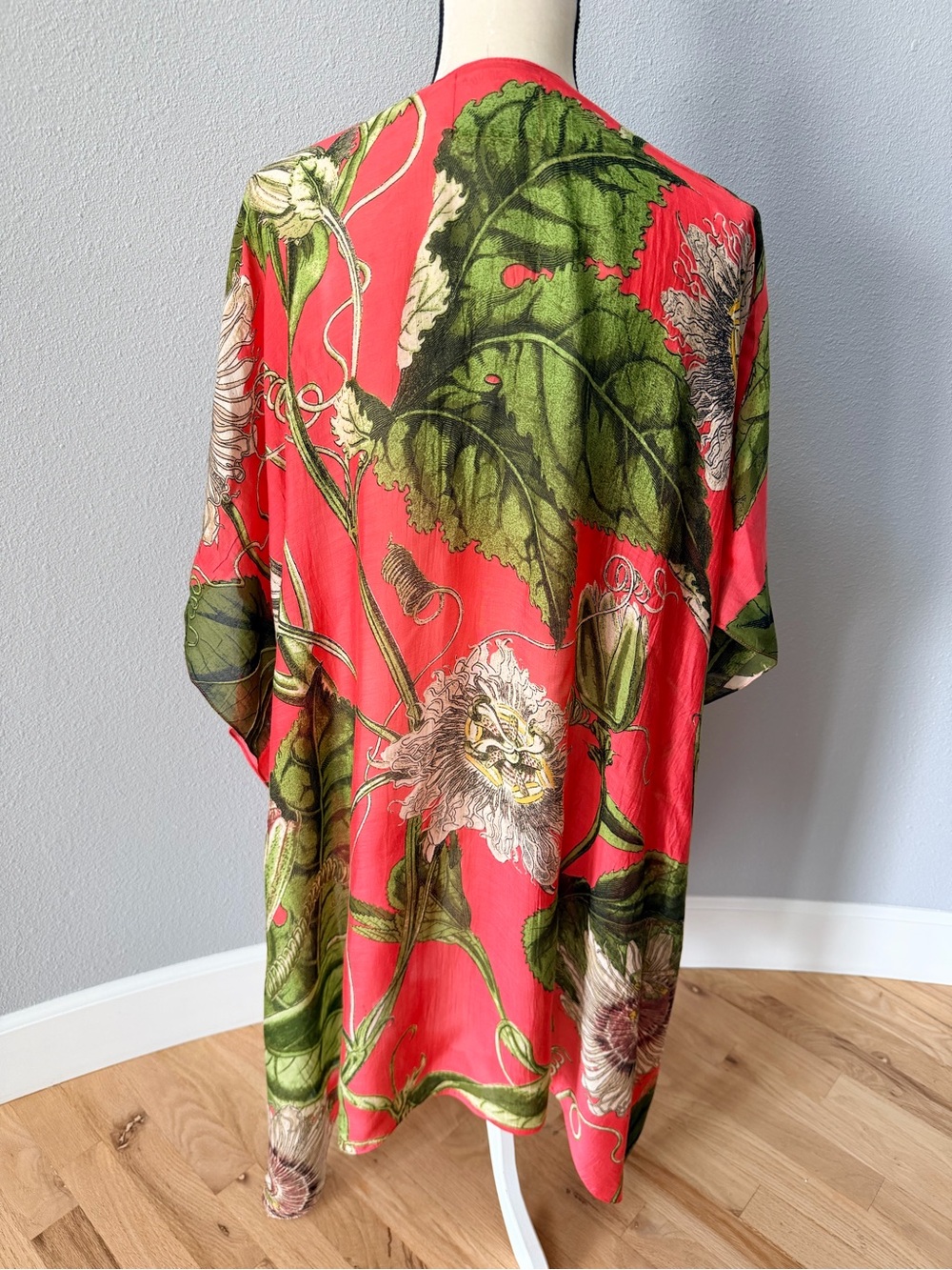 One Hundred Stars x KEW Gardens Passion Flower Coral Kimono Duster One Size GUC - Picture 6 of 15